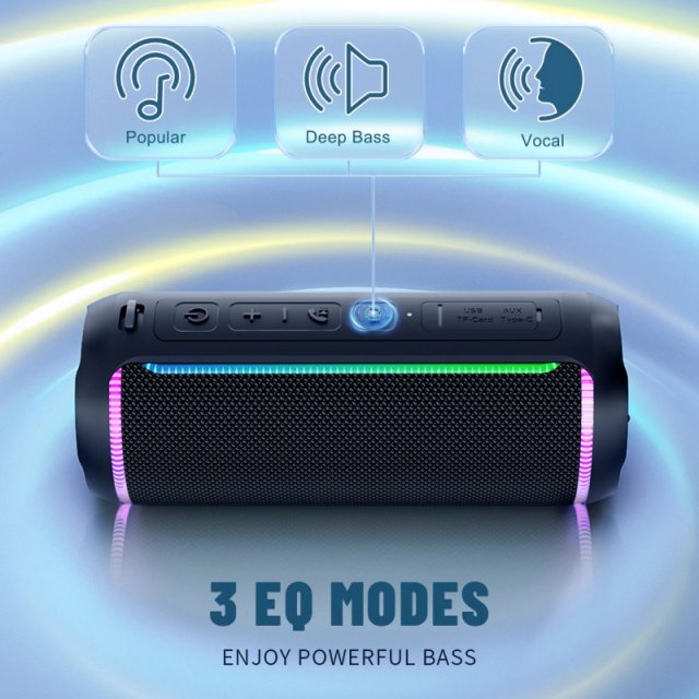 40W Portable Bluetooth Speaker with RGB Light, Waterproof & TWS Pairing - Image 5