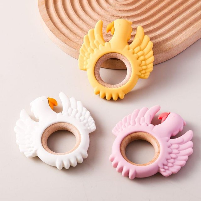 Swan Silicone Baby Teether Ring – BPA Free, Food-Grade Silicone Teething Toy