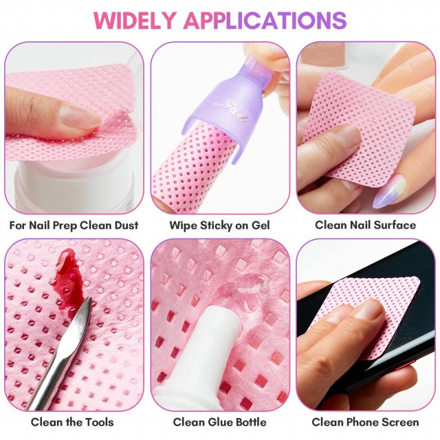 Pink Lint-Free Nail Wipes - 1000pcs Super Absorbent Gel Pads for Nail & Lash Care - Image 3