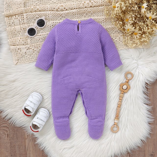 Autumn Baby Knit Romper with Mushroom Embroidery - Image 3