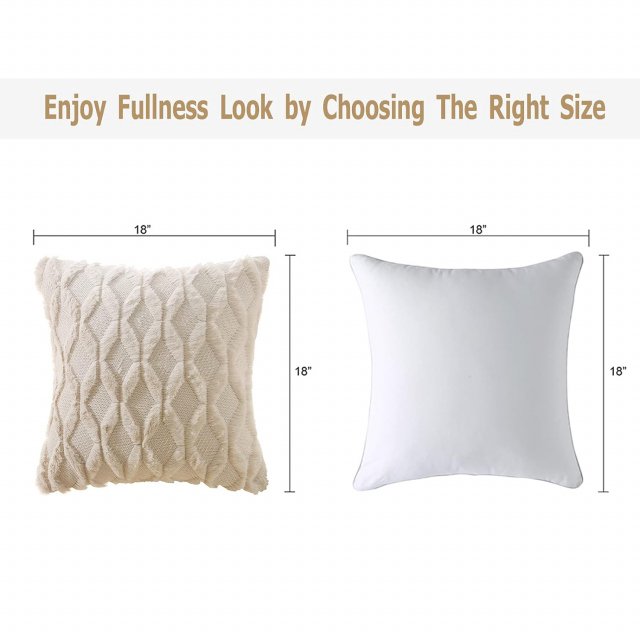 Beige Plush Cushion Cover – Decorative Throw Pillow Cover 18x18 Inch for Sofa & Bed - Image 7