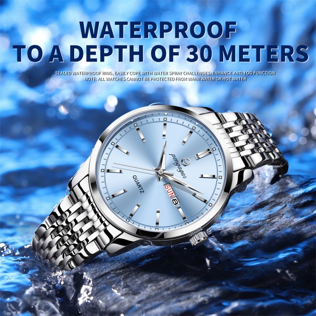 Luxury Stainless Steel Waterproof Men's Watch with Luminous Hands & Date Display - Image 3