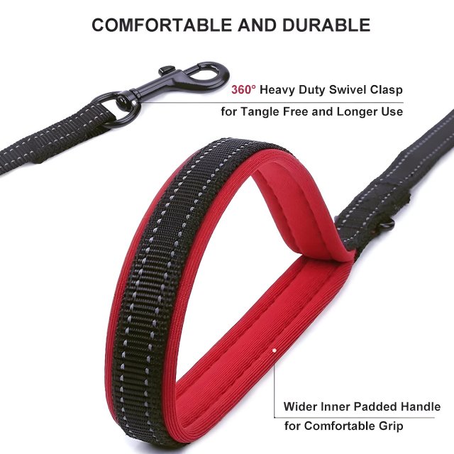 Reflective Padded Dog Leash with Dual Handles for All Breeds - Image 4