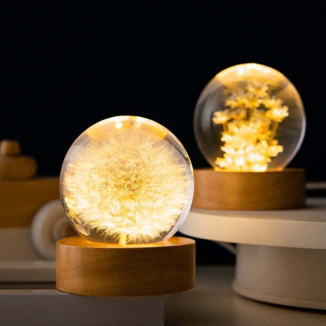 3D Crystal Ball Night Light with Flower - Image 6