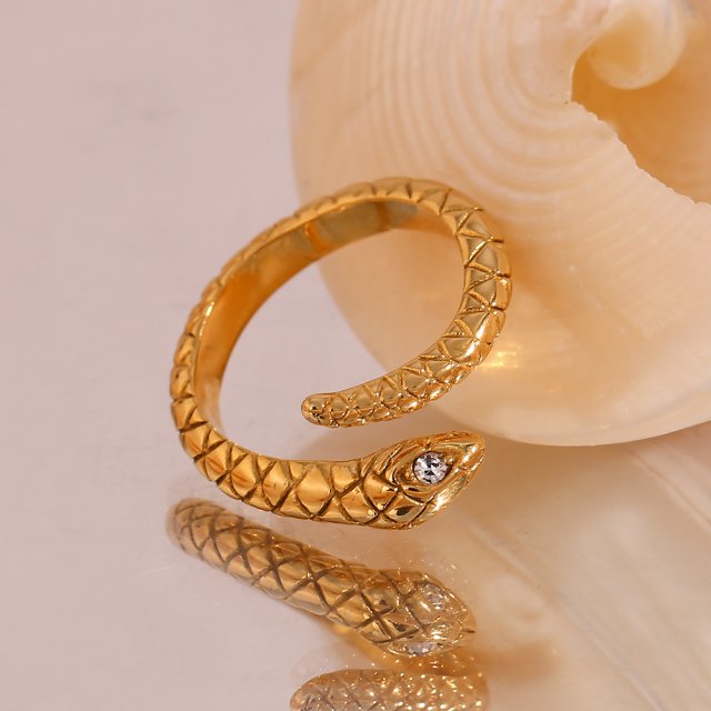 Waterproof Hypoallergenic Crystal Snake Ring - Image 4