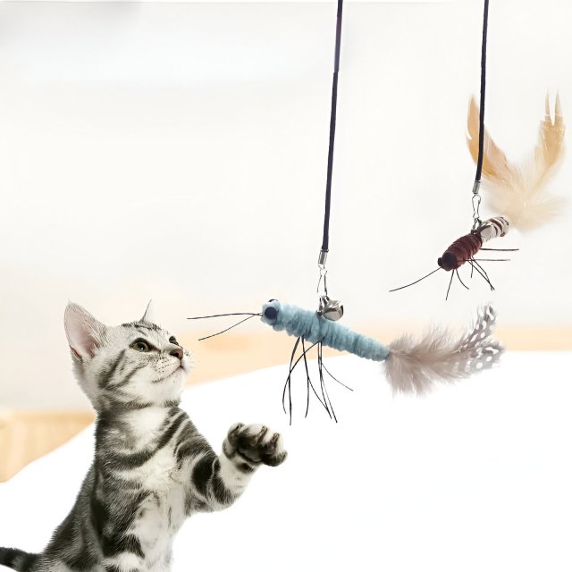 Interactive Feather Cat Teaser Toy with Bell and Wire Stick - Image 4