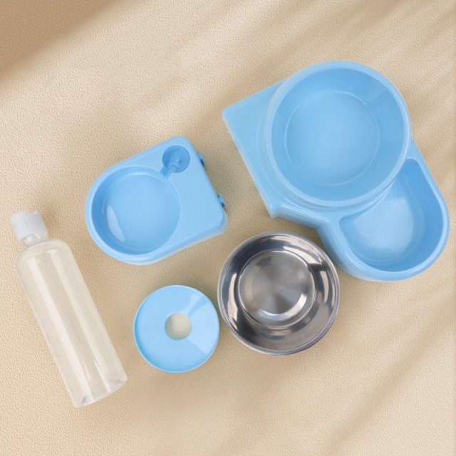 Blue Two-in-One Pet Water and Food Bowl with Automatic Feeder - Image 4