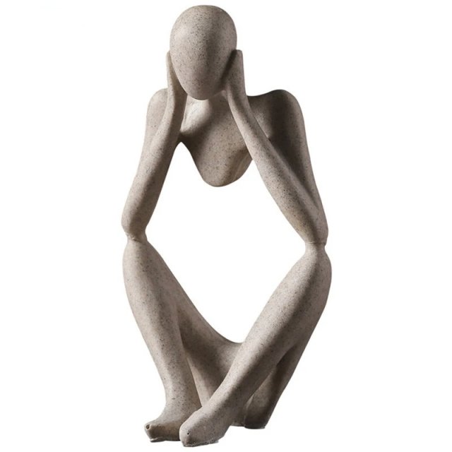 Nordic Abstract Thinker Resin Sculpture - Image 4