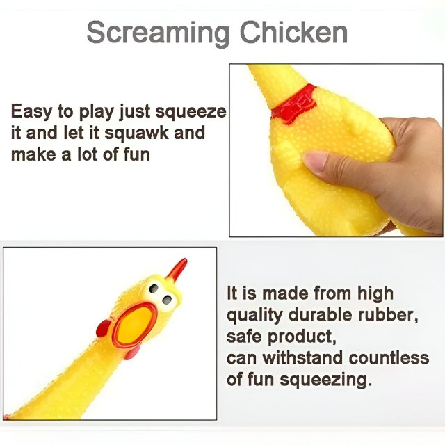 Rubber Screaming Chicken Squeaky Toy - Image 5