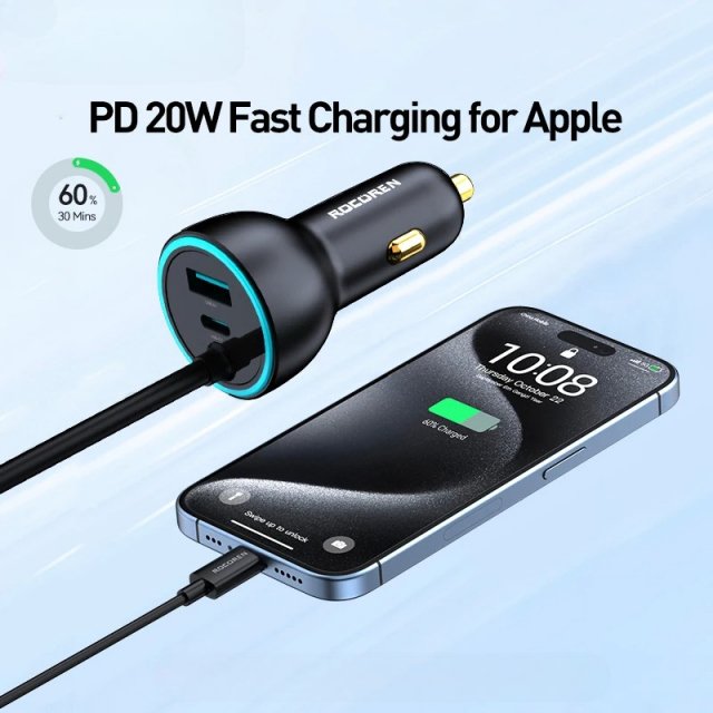 105W Multi-Port USB-C Fast Car Charger - Image 3