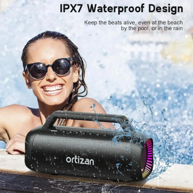 60W Portable Bluetooth Speaker with Waterproof, LED Light & Subwoofer - Image 6