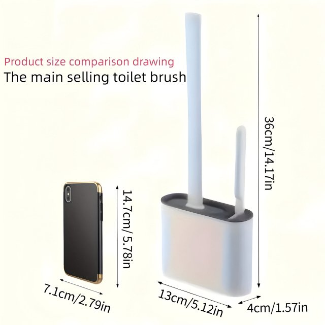 Wall Hanging Toilet Brush with Silicone Bristles & Holder - Image 7