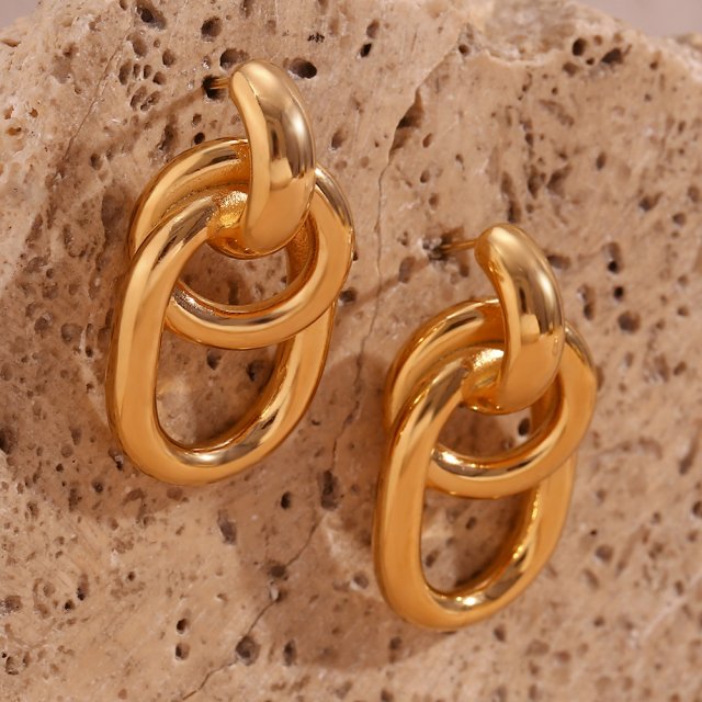 18K Gold Plated O-Shaped Geometric Stud Earrings - Tarnish-Free & Hypoallergenic - Image 7