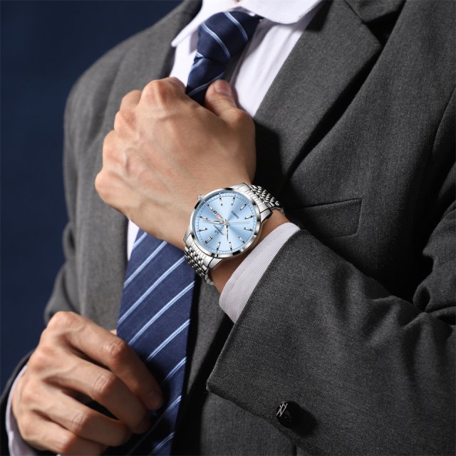 Luxury Stainless Steel Waterproof Men's Watch with Luminous Hands & Date Display - Image 6