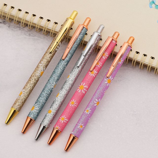 Cute Daisy Gold Ballpoint Pen Set