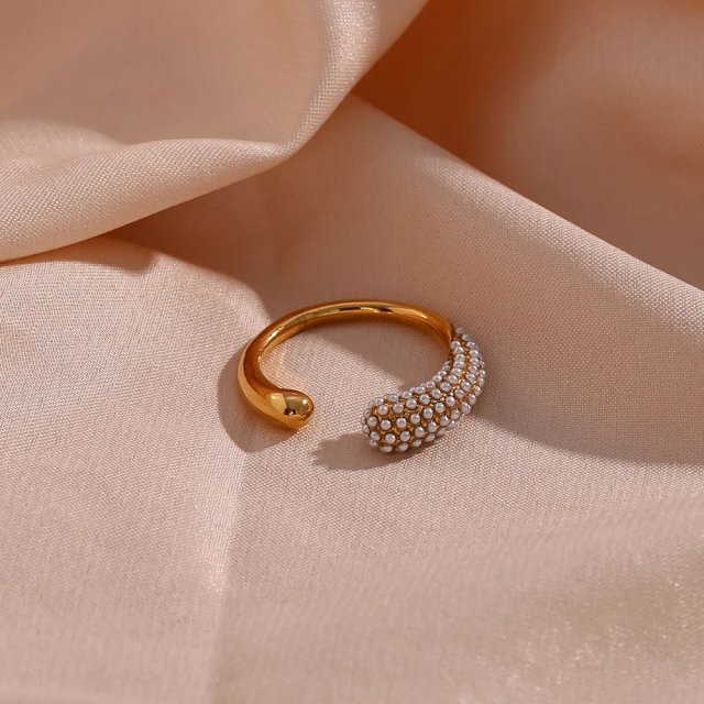 Trendy Asymmetric Waterdrop Snake Shape Pearl Ring - Image 7