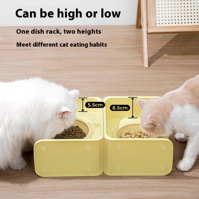 Adjustable Ceramic Pet Food and Water Bowl with Rack - Image 4