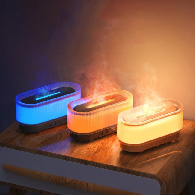 USB Flame Perfume Air Humidifier 2-in-1 Aroma Diffuser, 300ml Essential Oil Diffuser