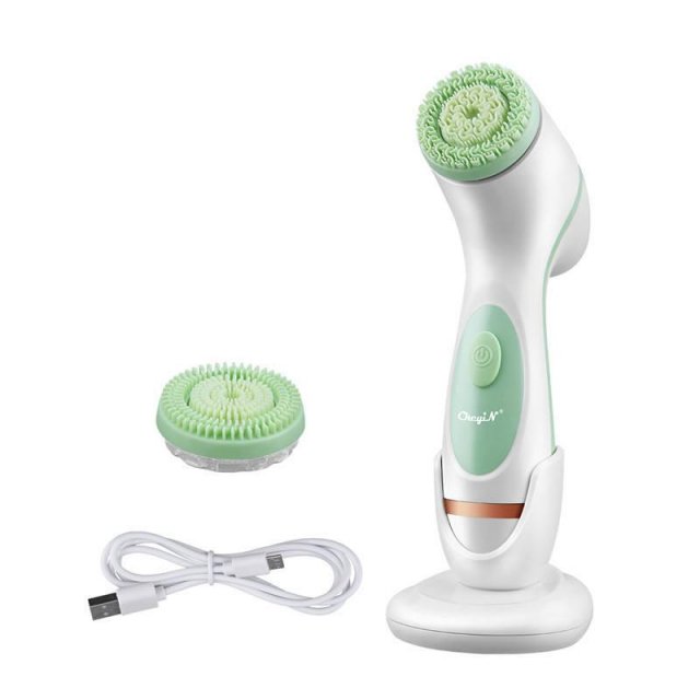 3-in-1 Electric Facial Cleansing Brush with Silicone Rotating Head