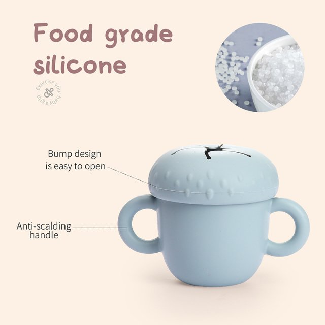 Creative Mushroom Baby Feeding Bowl with Handle – Food Grade Silicone Snack Cup - Image 6