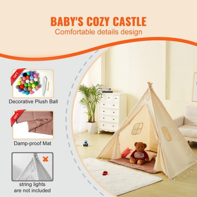 Kids Teepee Play Tent with Windows - Image 3