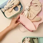 Baby Bath Gift Set - 100% Cotton Towel, Silicone Bib, Bath Brush &Amp; Bunny Puppet 2 63832Bf4C711F53Ff8132235804E3214.Webp