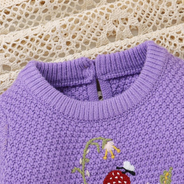 Autumn Baby Knit Romper with Mushroom Embroidery - Image 4