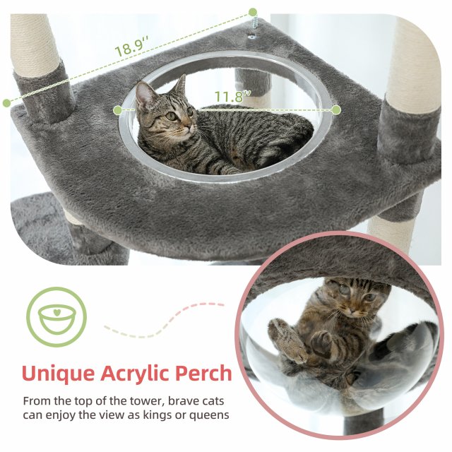 Adjustable Height Multi-Level Cat Tree with Condo & Scratching Post - Image 4