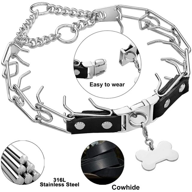 Adjustable Stainless Steel Prong Dog Training Collar with Quick Release Buckle - Image 5