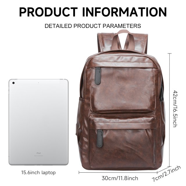 Brown Leather Backpack for Men - Image 7