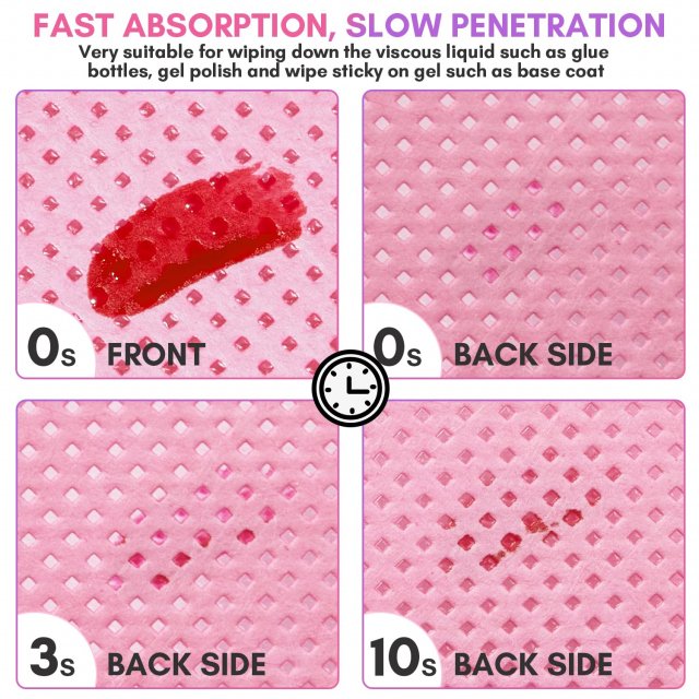 Pink Lint-Free Nail Wipes - 1000pcs Super Absorbent Gel Pads for Nail & Lash Care - Image 6