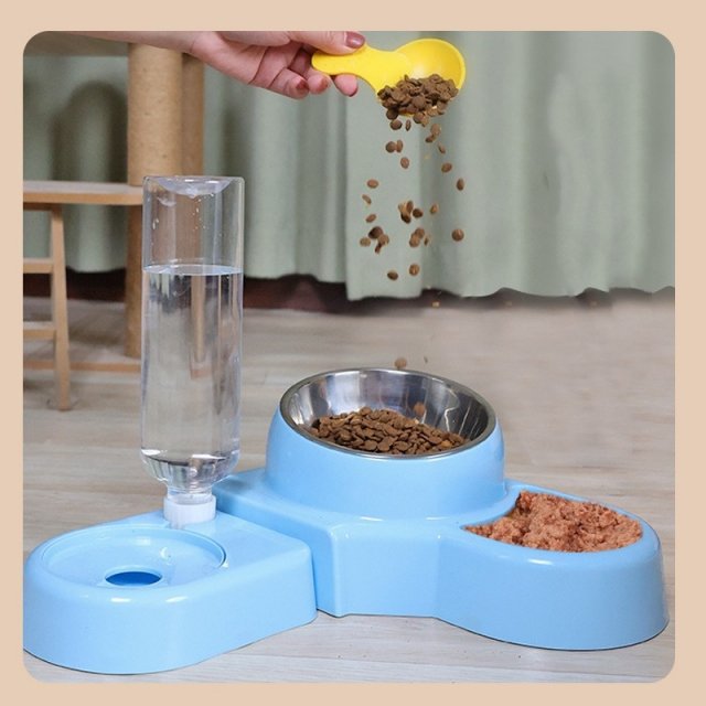 Blue Two-in-One Pet Water and Food Bowl with Automatic Feeder - Image 6