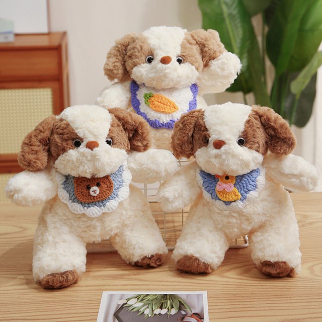 Cute Plush Teddy Dog Rabbit Toy with Bib - Image 3