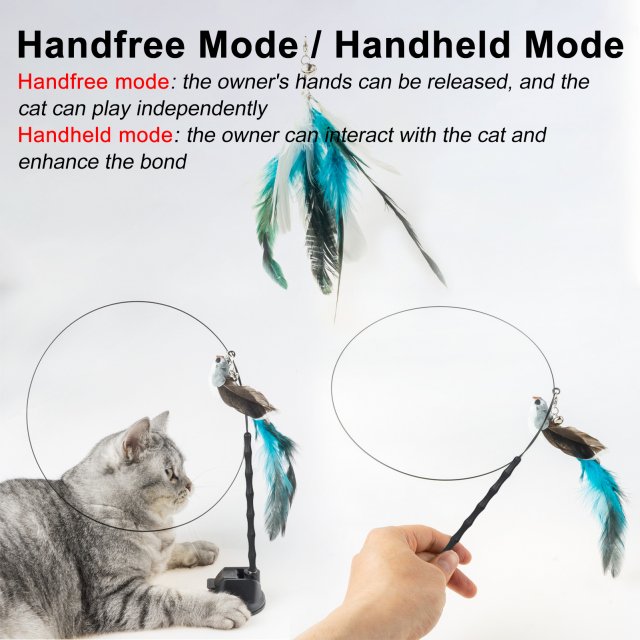 Hands-Free Feather Cat Wand with Bell & Suction Cup - Image 3