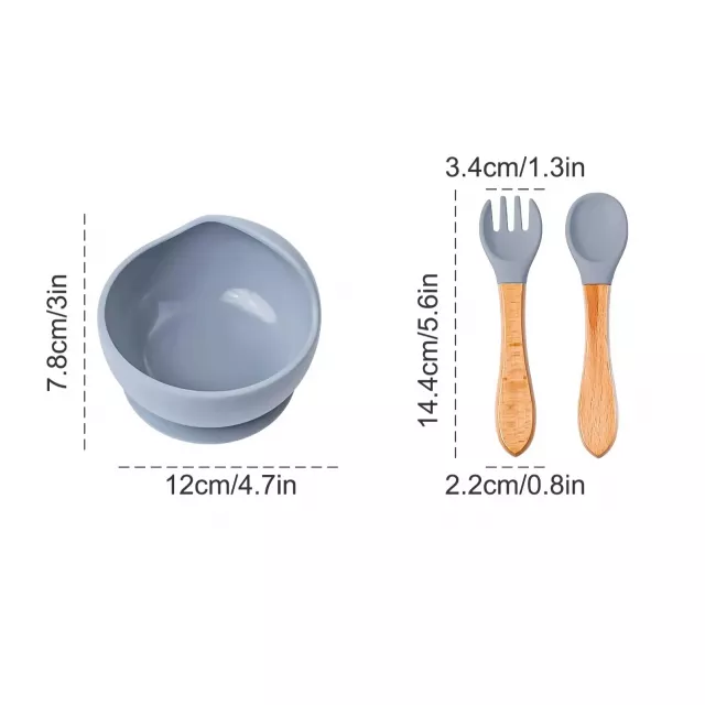 Silicone Baby Feeding Set – Waterproof Bib, Non-Slip Bowl, Fork & Spoon - Image 6