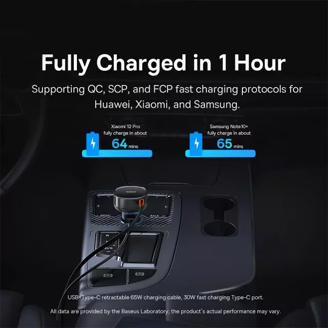 60W Fast Charging Car Charger with Retractable Cable - Image 4