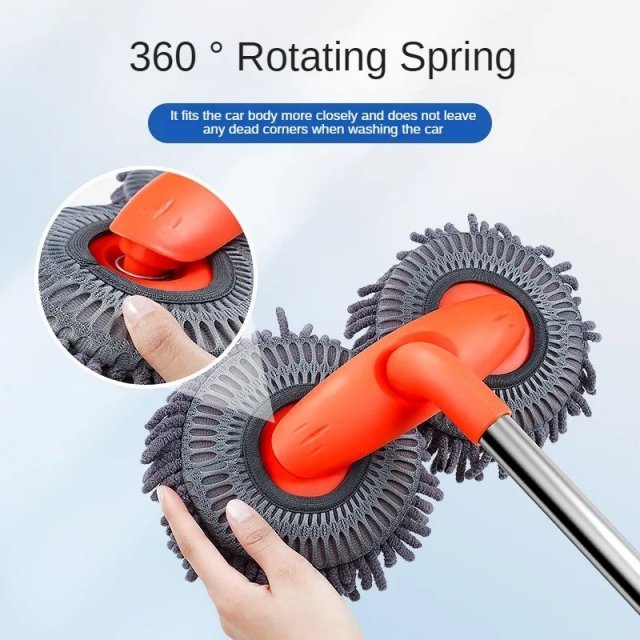 Rotating Double Brush Head Car Wash Mop with Telescopic Handle - Image 3