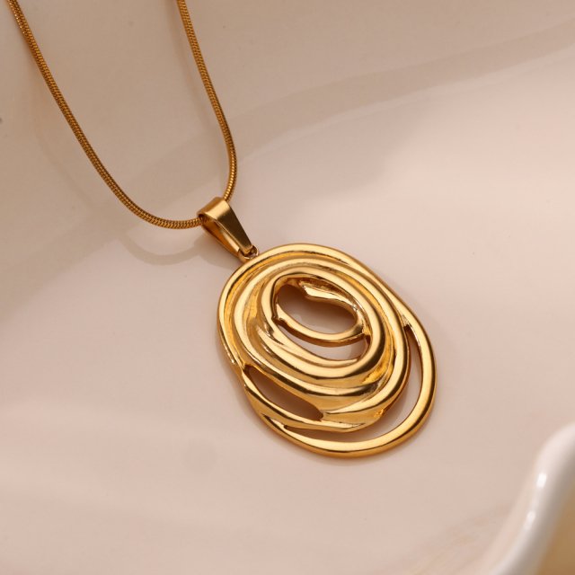 Infinity Oval Pendant Necklace - Simple Gold Charm Choker for Women - Image 3