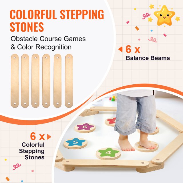 6-Piece Kids Balance Beam & Stepping Stones - Image 3