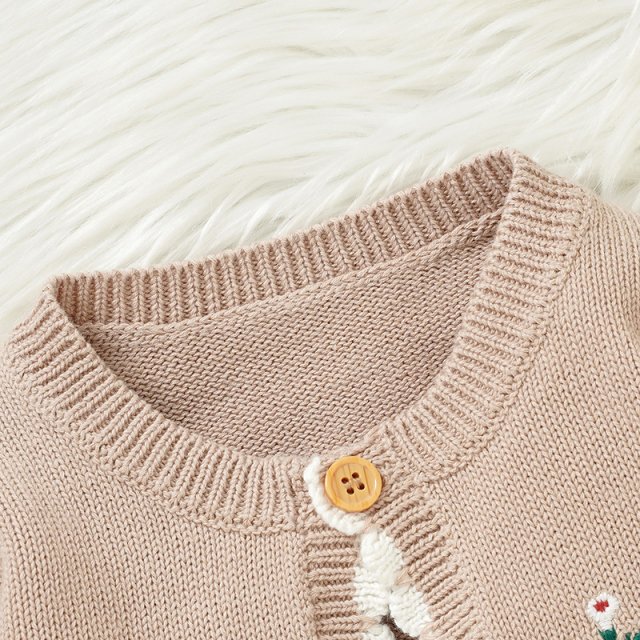 Baby Girl Knit Cardigan with Floral Embroidery - Image 4