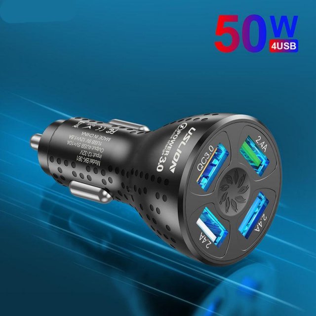 50W 4-Port Fast USB Car Charger