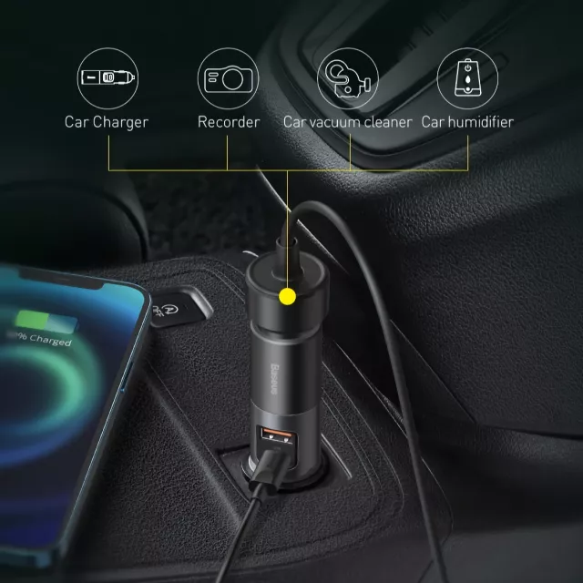 120W Car Charger Splitter with Dual USB & Type-C Ports - Image 3