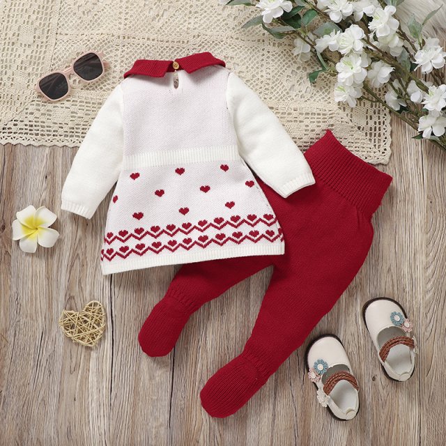 Newborn Baby Girl Knitted Sweater and Pants Set - Image 3