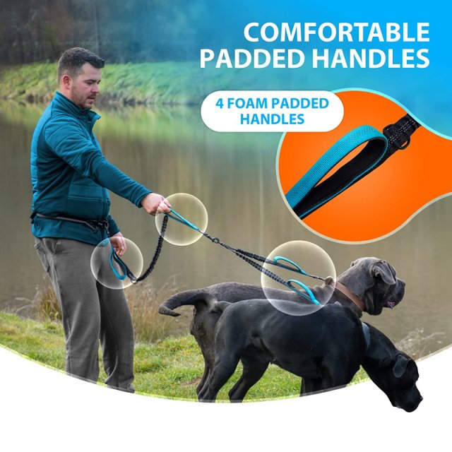 Strong Hands-Free Reflective Double Dog Leash with Padded Handles - Image 3