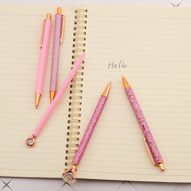 Luxury Pink Rhinestone Ballpoint Pen Set - Image 5