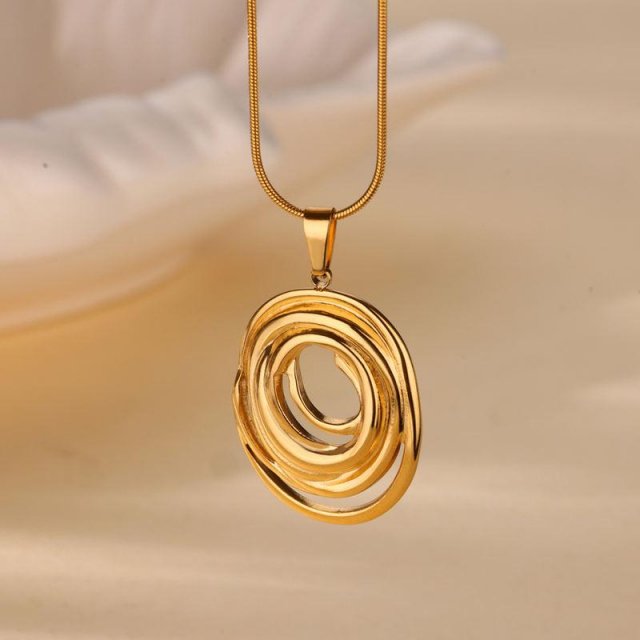 Infinity Oval Pendant Necklace - Simple Gold Charm Choker for Women