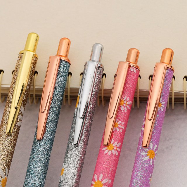 Cute Daisy Gold Ballpoint Pen Set - Image 3