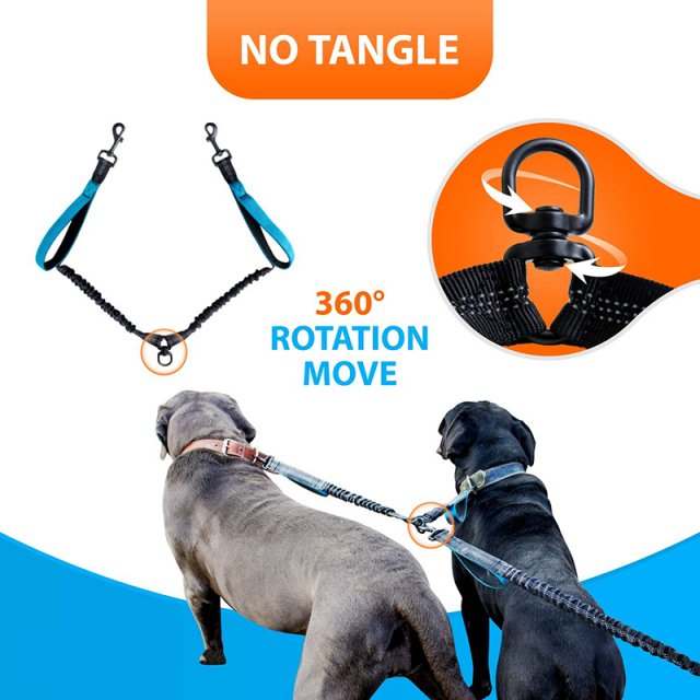 Strong Hands-Free Reflective Double Dog Leash with Padded Handles - Image 4