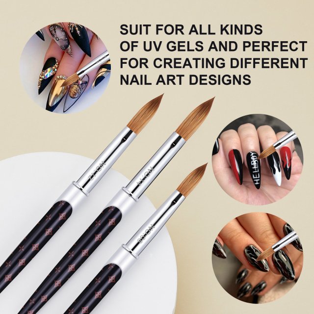 2PC 100% Sable Acrylic Nail Brush Set - UV Gel Carving & Nail Art Brushes - Image 6