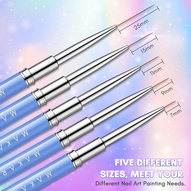 Nail Art Liner Brushes Set - 5Pcs Fine Detail Brushes for Gel Polish, French Tips, 3D Nail Art - Image 6